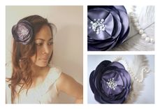 Handmade Rose Hair Fascinator With Pearls And Swarovski Rhinestones 3 small