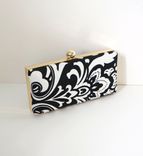 Black And White Cotton Damask Clutch Purse 3 small