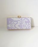 Lavender Cotton Damask Clamshell Clutch Purse 1 small