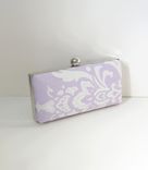 Lavender Cotton Damask Clamshell Clutch Purse 2 small
