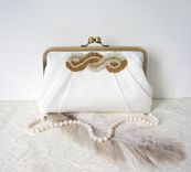 Art Deco Duchess Satin Clutch Purse With Beaded Applique 3 small