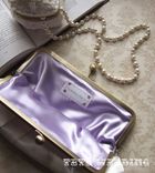 Pleated Satin Wedding Clutch Purse With Handmade Flower Accents 2 small