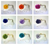 Pleated Satin Wedding Clutch Purse With Handmade Flower Accents 3 small
