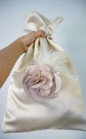 Handmade Satin Wedding Money Bag With Carnation Flower And Feathers 2 small