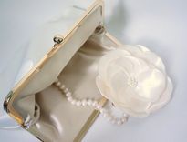 Victorian-Inspired Lace Clutch Purse With Handmade Flower Accents 2 small