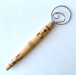 Wood Burned Danish Dough Whisk And Stoneware Spoon Rest Set 3 small