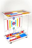 Custom Eclectic Glass Metal Acrylic Contemporary Glass Rack Wine Bar Cart 2 small