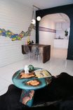 Black Cherry Burl Islands Blue/Green Resin Art 30" Modern Coffee Table 4 small