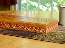 Carved Cribbage Board In Walnut Or Cherry Wood 4 small