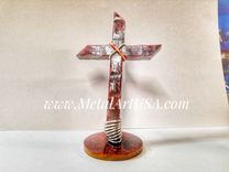 Cross And Christian Metal Table Art Made Of Hand Forged Iron 1 small