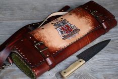 Italian Leather Custom Knife Roll 3 small