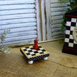 Whimsical Check Mini Riser Checkerboard Tile Chessboard Riser Handpainted Decor 4 small