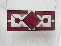 Antique Stained Glass Window Panel, Eapg Depression Glass Stained Glass Plate 1 small