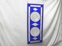 Stained Glass Panel, 1930s Jeannette Cubist Depression Glass Stained Glass Window, Antique Valance 4 small