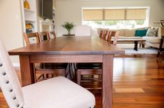 Walnut Dining Table With Wooden Legs, Wooden Walnut Dining Table, Family Dining Table 5 small