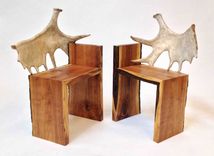 Antler Back Walnut Chairs 2 small