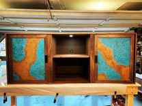 Acid Washed Copper & Walnut Entertainment Center 1 small