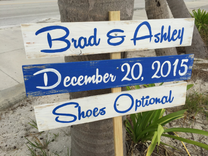 Navy Blue Beach Wedding Sign, Rustic Shoes Optional Directional Sign 3 small