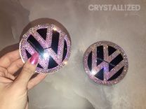 Vw Volkswagen Crystallized Car Emblem Bling Genuine European Crystals Bedazzled 3 small