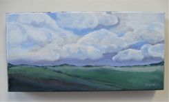 Original Impressionist Acrylic Landscape Painting, 12" X 1 1/2" X 6" 3 small