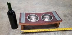Wine Barrel Elevated Feeding Station - Miya - Retired California Wine Barrel Pet Dish 4 small