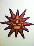 Red Wood Crafted Mosaic Tribal Sun 1 small