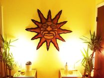 Red Wood Crafted Mosaic Tribal Sun 4 small