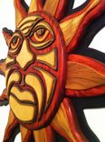 Red Wood Crafted Mosaic Tribal Sun 5 small