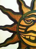 Green Wood Crafted Mosaic Tribal Sun 3 small