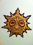 Brown Wood Crafted Mosaic Tribal Sun 1 small