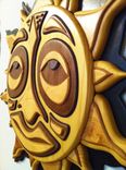 Brown Wood Crafted Mosaic Tribal Sun 3 small