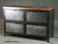 Modern Industrial File Cabinet - Reclaimed Wood - Distressed Steel - Filing. Printer Stand. 6 small