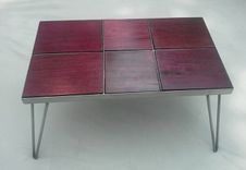 Reclaimed Purple Heart Coffee Table With Steel Base And Hairpin Legs 2 small