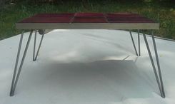 Reclaimed Purple Heart Coffee Table With Steel Base And Hairpin Legs 5 small