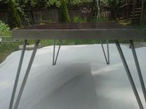 Reclaimed Purple Heart Coffee Table With Steel Base And Hairpin Legs 4 small