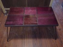 Reclaimed Purple Heart Coffee Table With Steel Base And Hairpin Legs 1 small