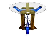 Contemporary Modern Custom High Top Dining Wood And Metal And Glass Table 2 small