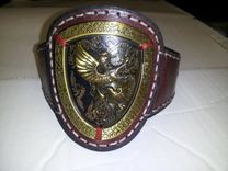 Custom Leather Armband With Metal Shield 3 small