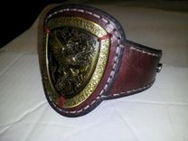 Custom Leather Armband With Metal Shield 4 small