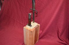 Knife - Sword - Tool Block Universal Kitchen Storage With Hand Cut Nails 5 small