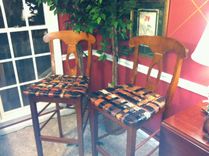 Custom Barstool With Seat From Woven Recycled Leather Belts 1 small