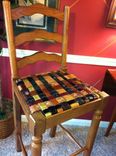 Custom Barstool With Seat From Woven Recycled Leather Belts 4 small