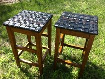 Custom Backless Barstools With Woven Recycled Leather Belt Seat 6 small