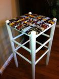 Custom Backless Barstools With Woven Recycled Leather Belt Seat 7 small
