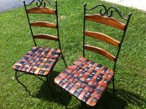 Kitchen Chair Set With Woven Leather Recycled Belts For Seats 1 small