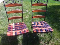 Kitchen Chair Set With Woven Leather Recycled Belts For Seats 5 small