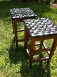 Custom Backless Barstools With Woven Recycled Leather Belt Seat 1 small