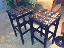 Custom Backless Barstools With Woven Recycled Leather Belt Seat 2 small