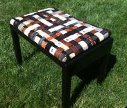 Piano Bench Covered With Woven Leather Recycled Belts 6 small
