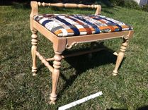 Piano Bench Covered With Woven Leather Recycled Belts 7 small